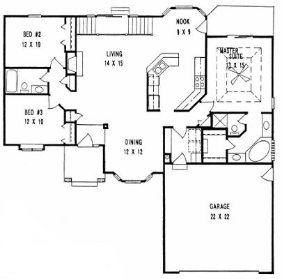 Plan 1533 3 Split Bedroom Ranch W Formal Dining And