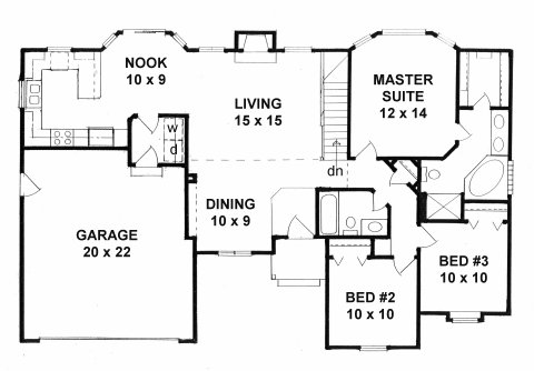 Plan # 1259 - Ranch | First floor plan
