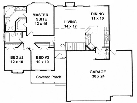 Plan # 1275 - Ranch | First floor plan
