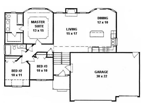 Plan # 1280 - Ranch | First floor plan