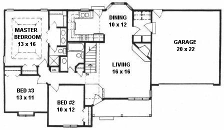 Plan # 1281 - Ranch | First floor plan