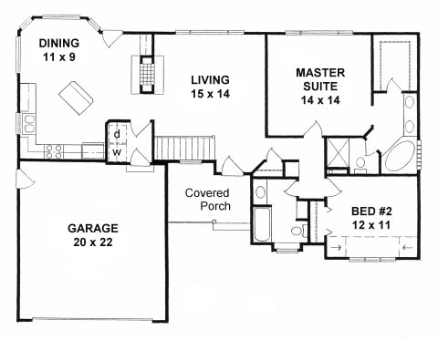 Plan # 1285 - Ranch | First floor plan