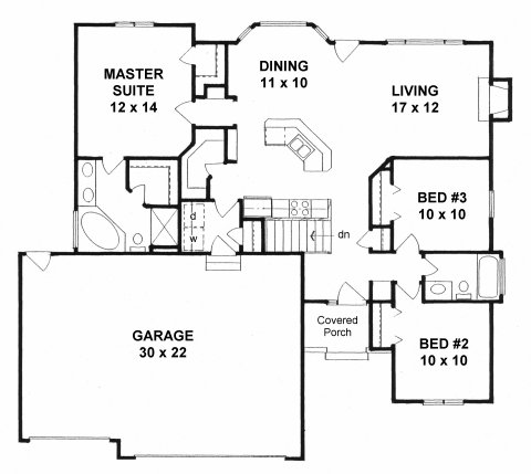 Plan # 1288 - Ranch | First floor plan