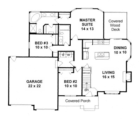 Plan # 1290 - Ranch | First floor plan
