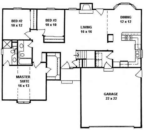 Plan # 1324 - Ranch | First floor plan