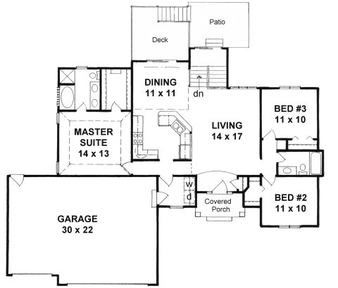 Plan # 1336 - Ranch | First floor plan