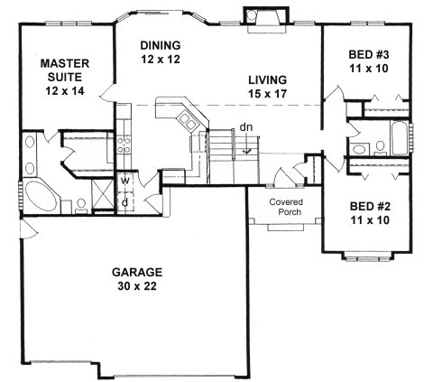 Plan # 1341 - Ranch | First floor plan