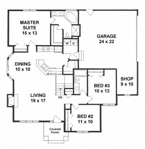 Plan # 1370 - Ranch | First floor plan