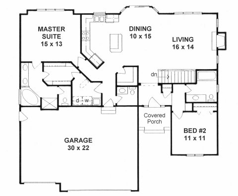 Plan # 1387 - Ranch | First floor plan