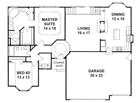 Plan # 1435 - Ranch | First floor plan