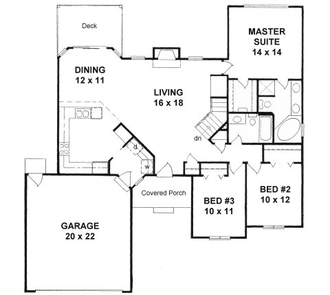 Plan # 1439 - Ranch | First floor plan