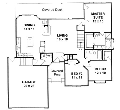 Plan # 1457 - Ranch | First floor plan