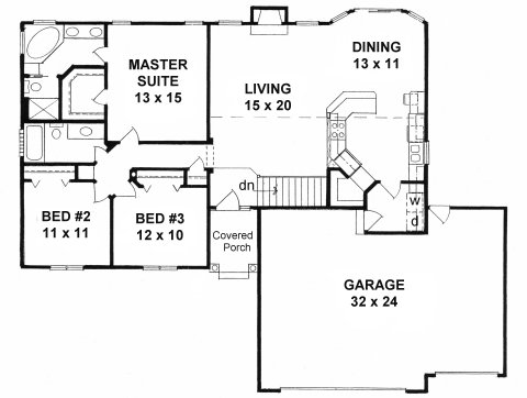 Plan # 1483 - Ranch | First floor plan