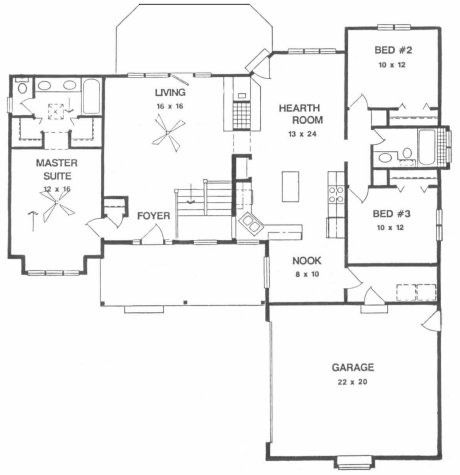 Plan 1491 3 Bedroom Ranch W, Side Load Garage House Plans