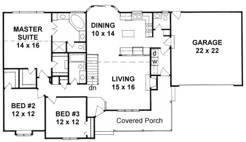 Plan # 1586 - Ranch | First floor plan