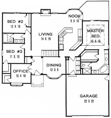 Plan # 1704 - Ranch | First floor plan